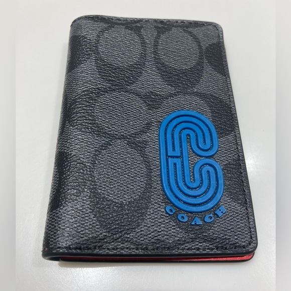 Coach Bags Coach Mens Card Case Wallet Black On Black Coach Logo W